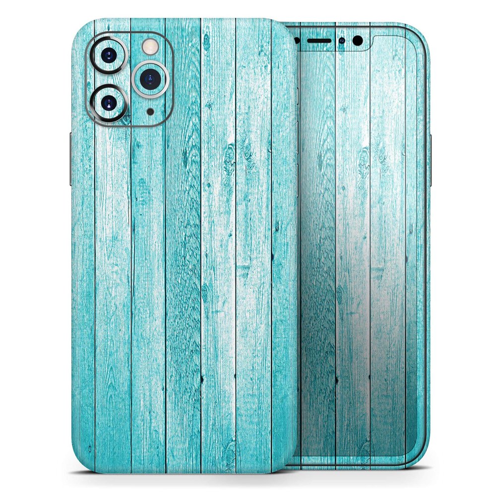 Trendy Blue Abstract Wood Planks - DesignSkinz Protective Vinyl Decal Wrap Skin Cover Compatible with the Apple iPhone Xs Max (Full-Body, Screen Trim & Back Glass Skin)