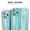 Trendy Blue Abstract Wood Planks - DesignSkinz Protective Vinyl Decal Wrap Skin Cover Compatible with the Apple iPhone Xs Max (Full-Body, Screen Trim & Back Glass Skin) view 2