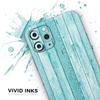 Trendy Blue Abstract Wood Planks - DesignSkinz Protective Vinyl Decal Wrap Skin Cover Compatible with the Apple iPhone Xs Max (Full-Body, Screen Trim & Back Glass Skin) view 3