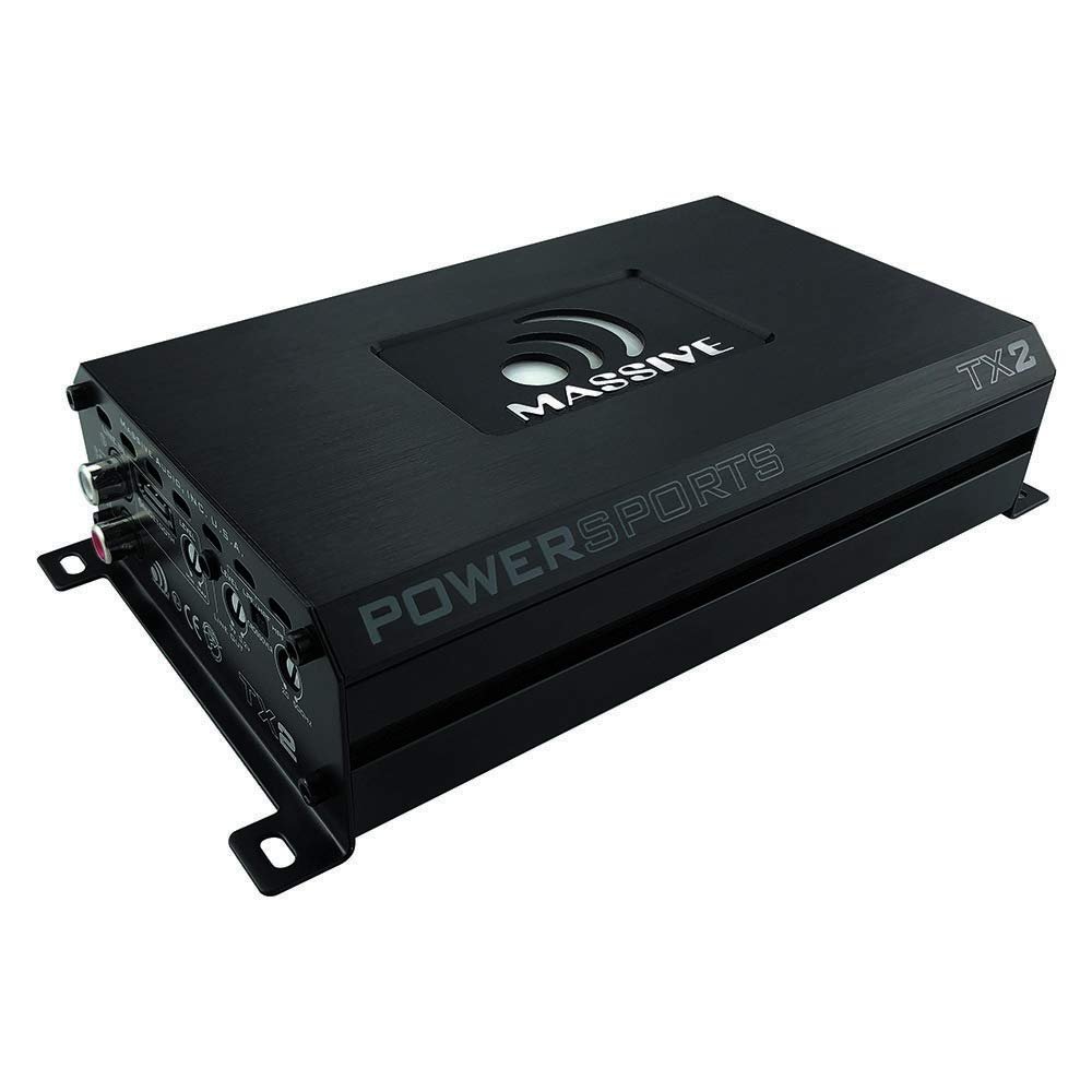 Massive Audio TX2 4-Ohm Full-Range Bluetooth Marine Amplifier | 120W RMS Waterproof Amp, Wireless Audio, Compact Class D Power for Boats, UTV, ATV & Outdoor Systems