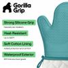GORILLA GRIP BPA-Free Soft Silicone Oven Mitts, 550F Heat Resistant Waterproof Cooking Safety Gloves, Thick Cotton Lining, Flexible Gripping for BBQ Grilling, Kitchen Potholders, 12.5x8.3, Turquoise view 2