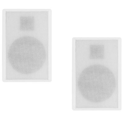 Acoustic Audio by Goldwood SLM1W Mountable On Wall Slim Speakers Home Theater Wired Pair Pack, White