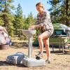 Giantex Hand Washing Station with Wheels,4.5 Gal Fresh Water Tank, Towel Holder & Liquid Soap Dispenser, Portable Hand Wash Basin Stand for Outdoor & Indoor, Foot Operated Free Standing Sink Units view 2