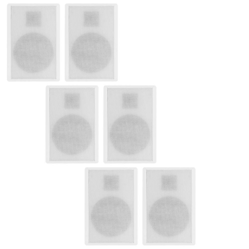 Acoustic Audio SLM1W Mountable On Wall Slim Speakers Home Theater Wired 3 Pair Pack