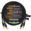 2 Foot RCA Cable Pair - Gotham GAC-4/1 (Black) Star-Quad Audio Interconnect Cable with Amphenol ACPL Black Chrome Body, Gold Plated RCA Connectors - Directional view 1