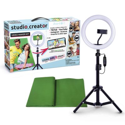 So DIY TikTok Instagram YouTube Ring Light with Green Screen and Phone Mount Tripod. Studio Creator Influencer Video Creator Kit