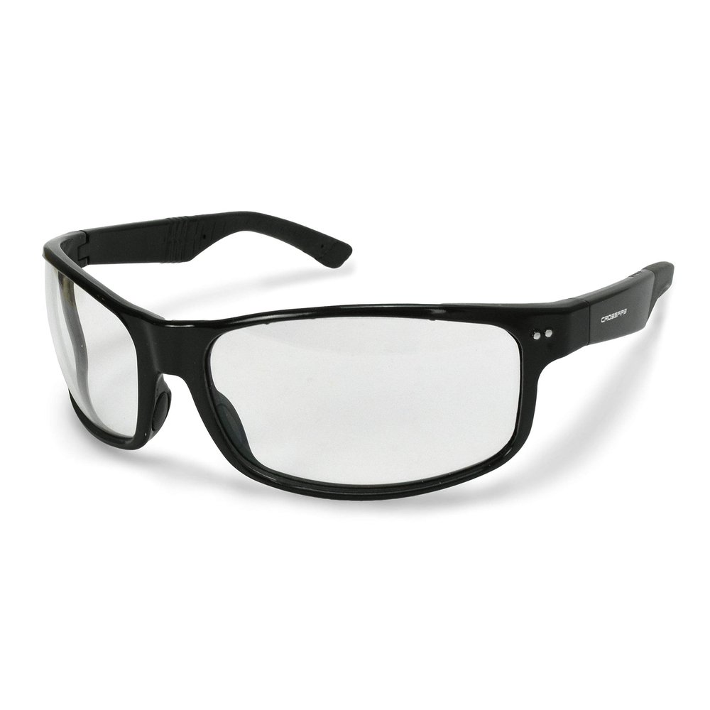 Crossfire CK7 Premium Safety Eyewear, Shiny Black Frame with Clear Lens