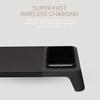 POUT E8 Wood Desk Monitor Computer Stand Riser Shelf + USB HUB + Qi Fast Wireless Charging Charger Pad Mat for Laptop, Apple, iMac, PC, iPhone, Samsung Galaxy, Airpod 2, Buds (Black) view 3