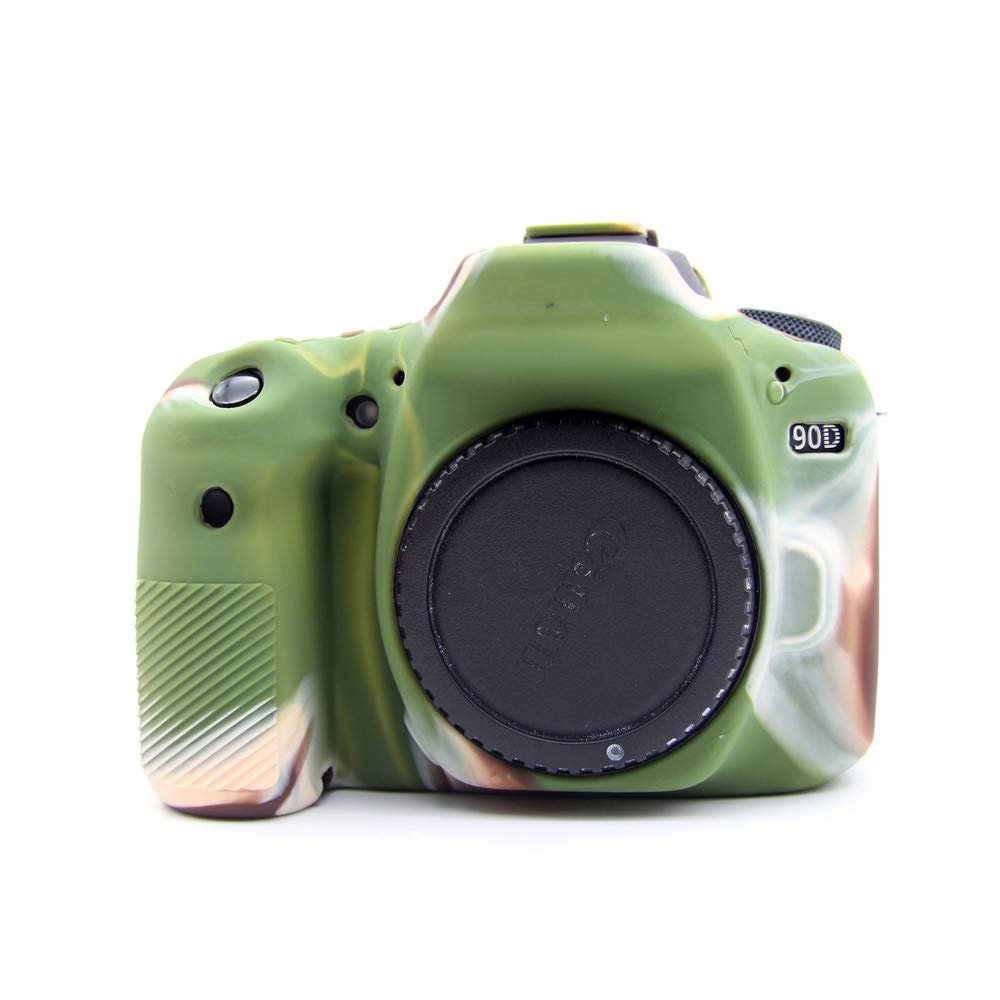 90D Case, BolinUS Fullbody Ultra-Thin Lightweight Rubber Soft Silicone Housing Case Bag Cover for Canon Eos 90D (Green)