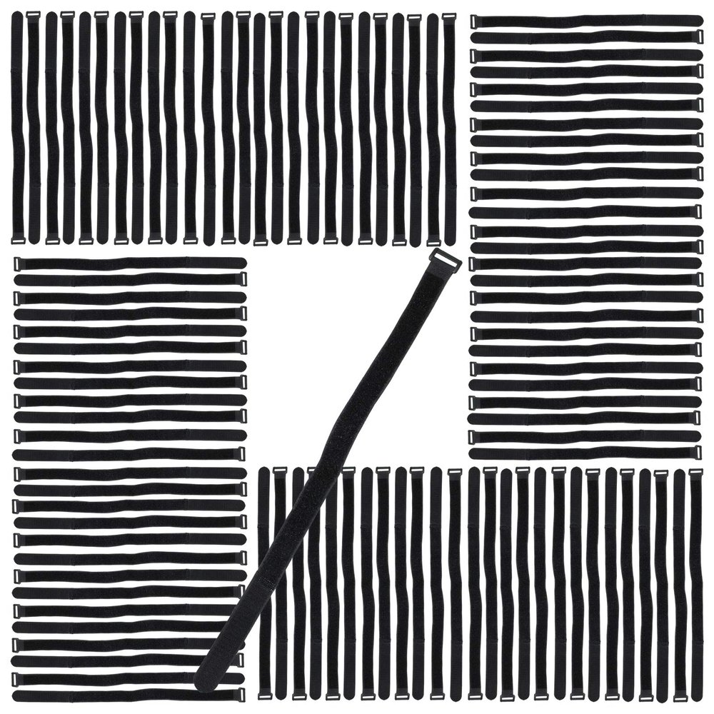 BlueDot Trading Self Adhesive Hook and Loop Self-Gripping Cable Straps, 20in by 1in, Reusable Ties for Organizing Wires, Cords, Cables, Black, by BlueDot Trading (100-Pack)