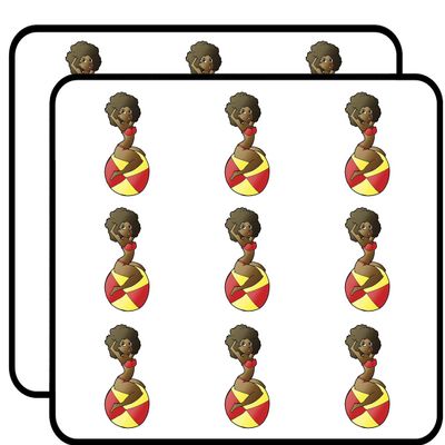 18 Pcs Cute Retro Afro Beach Babe on Ball Cartoon - Brunette Afro 2" Stickers Decals Laptop Notebook Phone Waterproof Vinyl Trendy