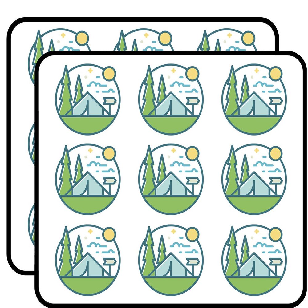 18 Pcs Cute Simple Wilderness Camp Cartoon Icon 2" Stickers Decals Laptop Notebook Phone Waterproof Vinyl Trendy