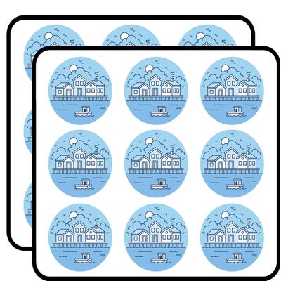 18 Pcs Cute Little Waterfront Town Cartoon Icon 2" Stickers Decals Laptop Notebook Phone Waterproof Vinyl Trendy