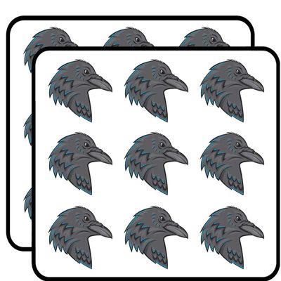 18 Pcs Mysterious Blue Gray Raven Bird Cartoon Head 2" Stickers Decals Laptop Notebook Phone Waterproof Vinyl Trendy