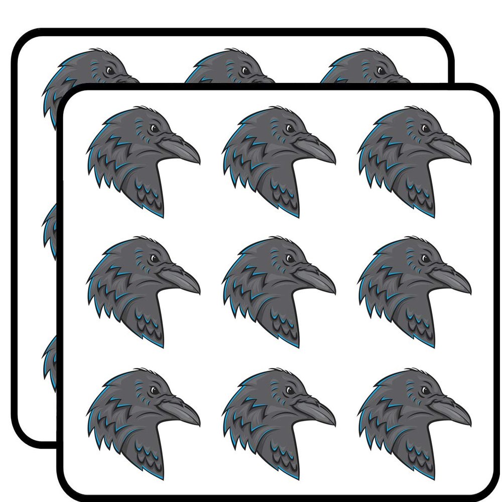 18 Pcs Mysterious Blue Gray Raven Bird Cartoon Head 2" Stickers Decals Laptop Notebook Phone Waterproof Vinyl Trendy