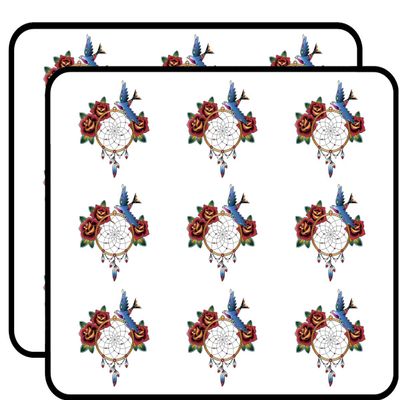 18 Pcs Dream Catcher with Colorful Sparrow and Red Roses 2" Stickers Decals Laptop Notebook Phone Waterproof Vinyl Trendy