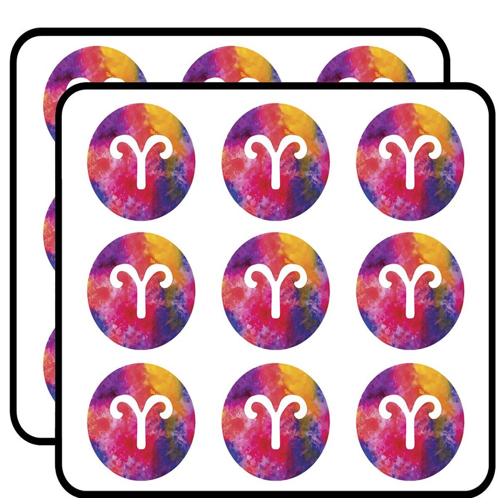 18 Pcs Watercolor Sponge Paint Zodiac Sign Icon 2" Stickers Decals Laptop Notebook Phone Waterproof Vinyl Trendy
