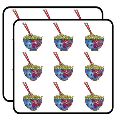 18 Pcs Cute Rainbow Girly Boho Ramen Bowl with Noodles Cartoon 2" Stickers Decals Laptop Notebook Phone Waterproof Vinyl Trendy
