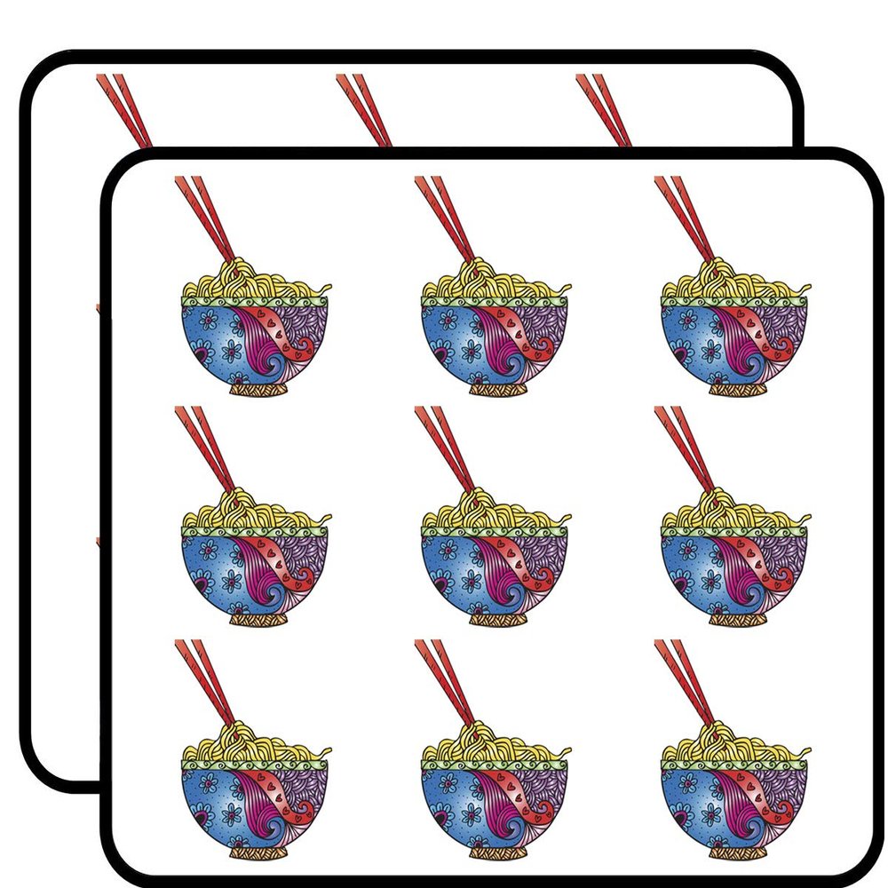 18 Pcs Cute Rainbow Girly Boho Ramen Bowl with Noodles Cartoon 2" Stickers Decals Laptop Notebook Phone Waterproof Vinyl Trendy
