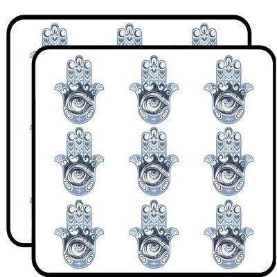 18 Pcs Beautiful Light Blue Hamsa Hand of Fatima 2" Stickers Decals Laptop Notebook Phone Waterproof Vinyl Trendy