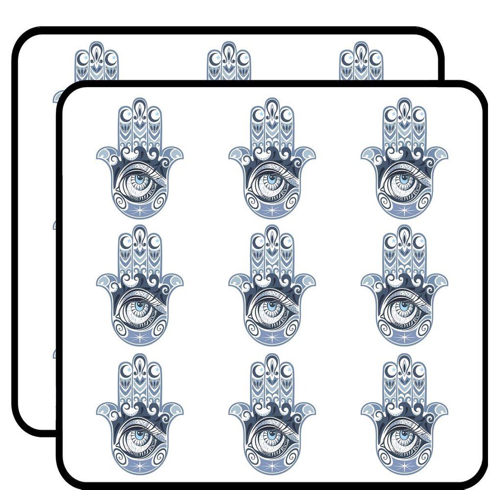18 Pcs Beautiful Light Blue Hamsa Hand of Fatima 2" Stickers Decals Laptop Notebook Phone Waterproof Vinyl Trendy