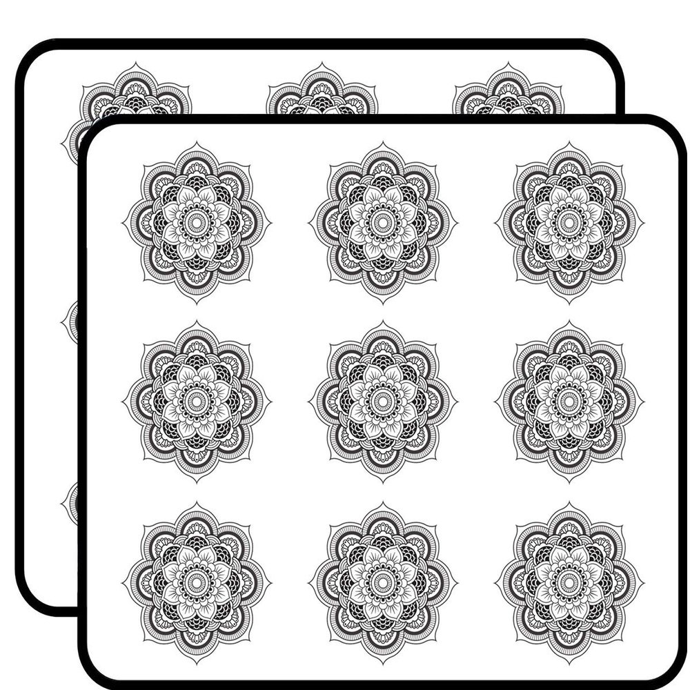 18 Pcs Detailed Mandala Design Black White 2" Stickers Decals Laptop Notebook Phone Waterproof Vinyl Trendy