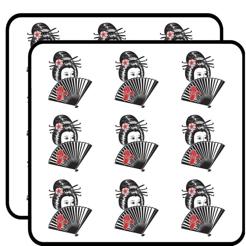 18 Pcs Shy Japanese Geisha Woman with Fan 2" Stickers Decals Laptop Notebook Phone Waterproof Vinyl Trendy