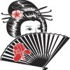 18 Pcs Shy Japanese Geisha Woman with Fan 2" Stickers Decals Laptop Notebook Phone Waterproof Vinyl Trendy view 2