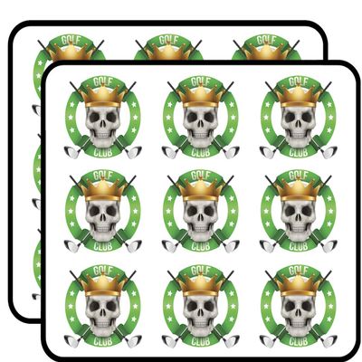 18 Pcs Golf Club Cracked Skull Royalty Logo Icon 2" Stickers Decals Laptop Notebook Phone Waterproof Vinyl Trendy