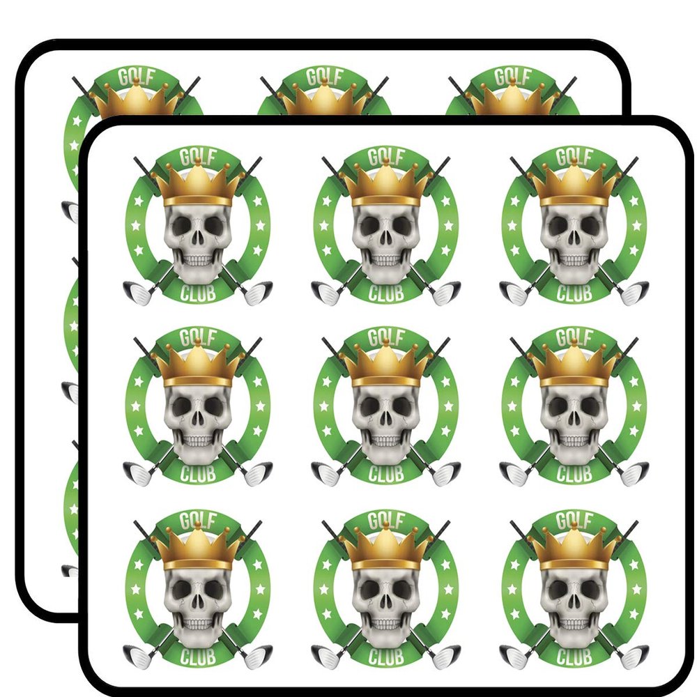 18 Pcs Golf Club Cracked Skull Royalty Logo Icon 2" Stickers Decals Laptop Notebook Phone Waterproof Vinyl Trendy