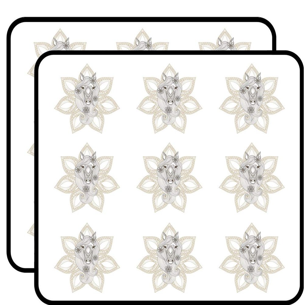 18 Pcs Delicate Cream Feminine Horse with Mandala Flowers 2" Stickers Decals Laptop Notebook Phone Waterproof Vinyl Trendy