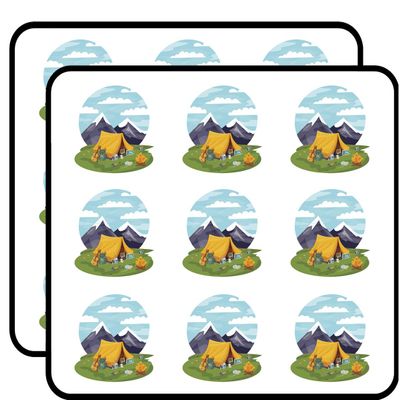 18 Pcs Cool Peaceful Nature Lover Mountain Camp Cartoon Icon 2" Stickers Decals Laptop Notebook Phone Waterproof Vinyl Trendy