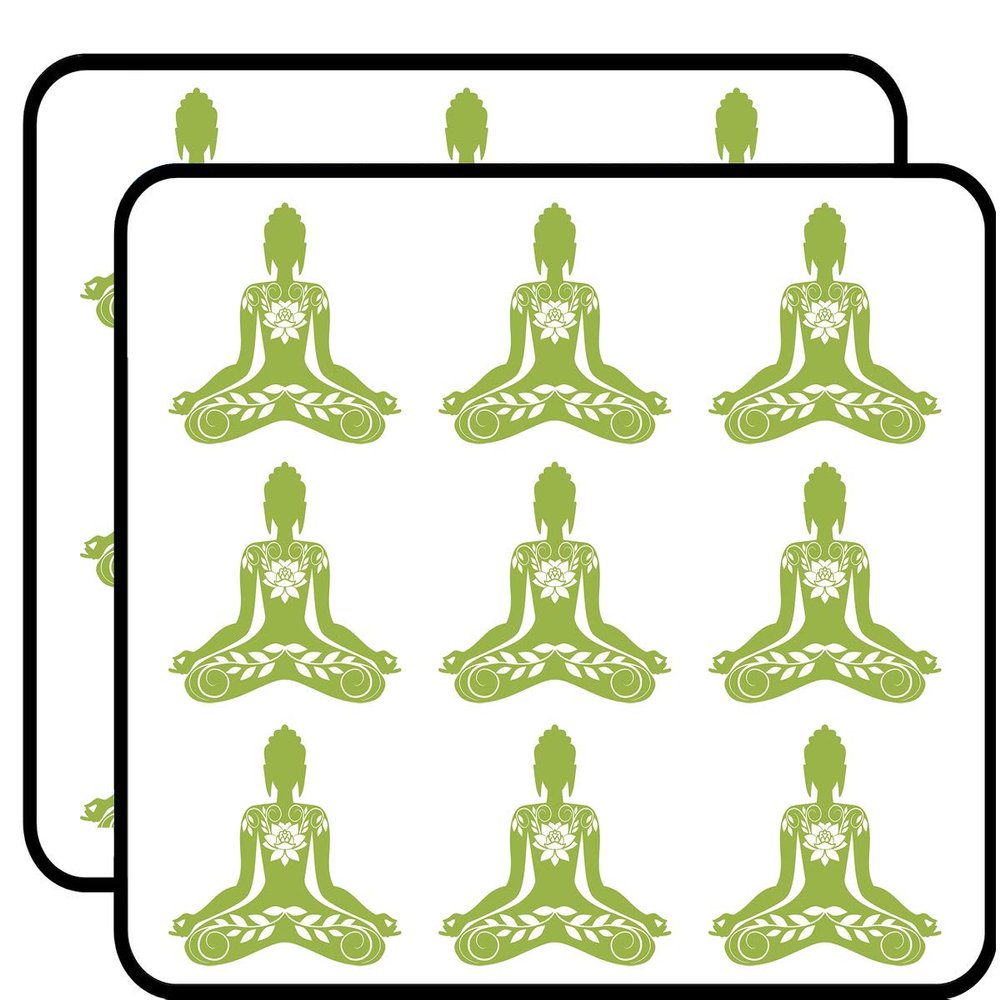 18 Pcs Floral Buddha Meditation Inner Peace Green White 2" Stickers Decals Laptop Notebook Phone Waterproof Vinyl Trendy