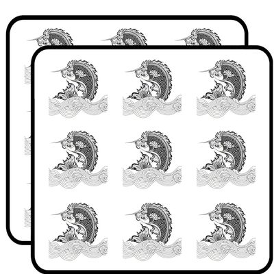18 Pcs Beautiful Black and White Asian Thai Dragon Fish with Waves Cartoon 2" Stickers Decals Laptop Notebook Phone Waterproof Vinyl Trendy
