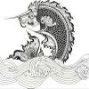18 Pcs Beautiful Black and White Asian Thai Dragon Fish with Waves Cartoon 2" Stickers Decals Laptop Notebook Phone Waterproof Vinyl Trendy view 2