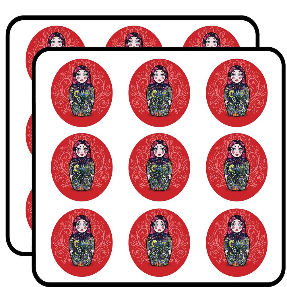 18 Pcs Beautiful Matryoshka Russian Nesting Doll Red Icon Cartoon 2" Stickers Decals Laptop Notebook Phone Waterproof Vinyl Trendy