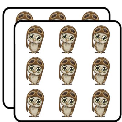 18 Pcs Cute Owl with Wide Eyes and Aviator Hat 2" Stickers Decals Laptop Notebook Phone Waterproof Vinyl Trendy