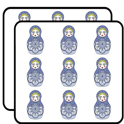 18 Pcs Periwinkle Blue Matryoshka Russian Nesting Doll 2" Stickers Decals Laptop Notebook Phone Waterproof Vinyl Trendy
