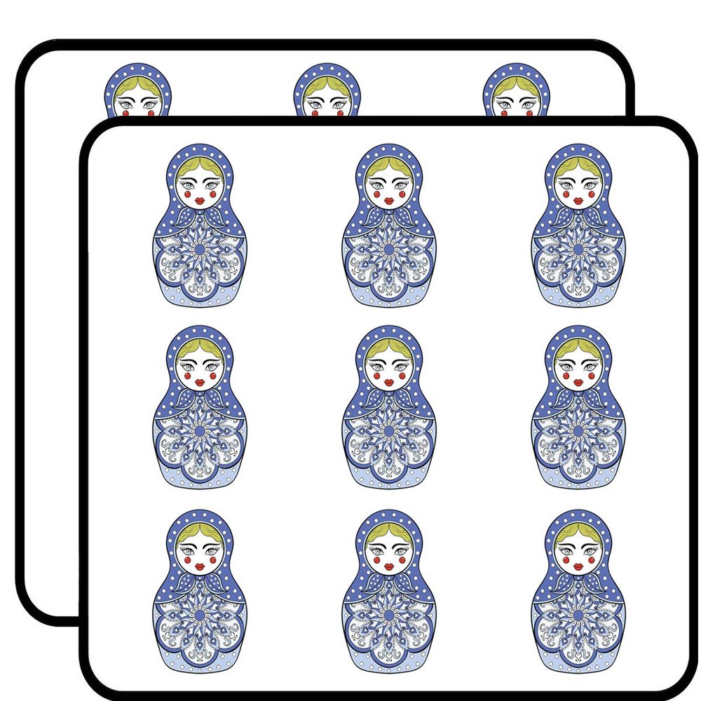 18 Pcs Periwinkle Blue Matryoshka Russian Nesting Doll 2" Stickers Decals Laptop Notebook Phone Waterproof Vinyl Trendy