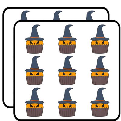 18 Pcs Cute Pumpkin Cupcake with Witch Hat Cartoon 2" Stickers Decals Laptop Notebook Phone Waterproof Vinyl Trendy
