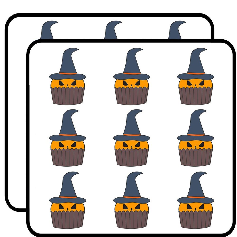 18 Pcs Cute Pumpkin Cupcake with Witch Hat Cartoon 2" Stickers Decals Laptop Notebook Phone Waterproof Vinyl Trendy