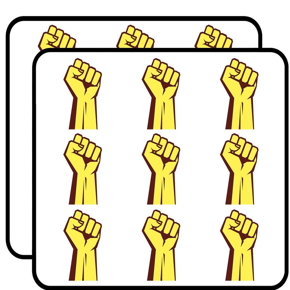 18 Pcs Cool Simple Golden Yellow Fight Fist Cartoon Icon 2" Stickers Decals Laptop Notebook Phone Waterproof Vinyl Trendy