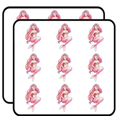 18 Pcs Pretty Sexy Pen Art Watercolor Mermaid Cartoon - Pink 2" Stickers Decals Laptop Notebook Phone Waterproof Vinyl Trendy