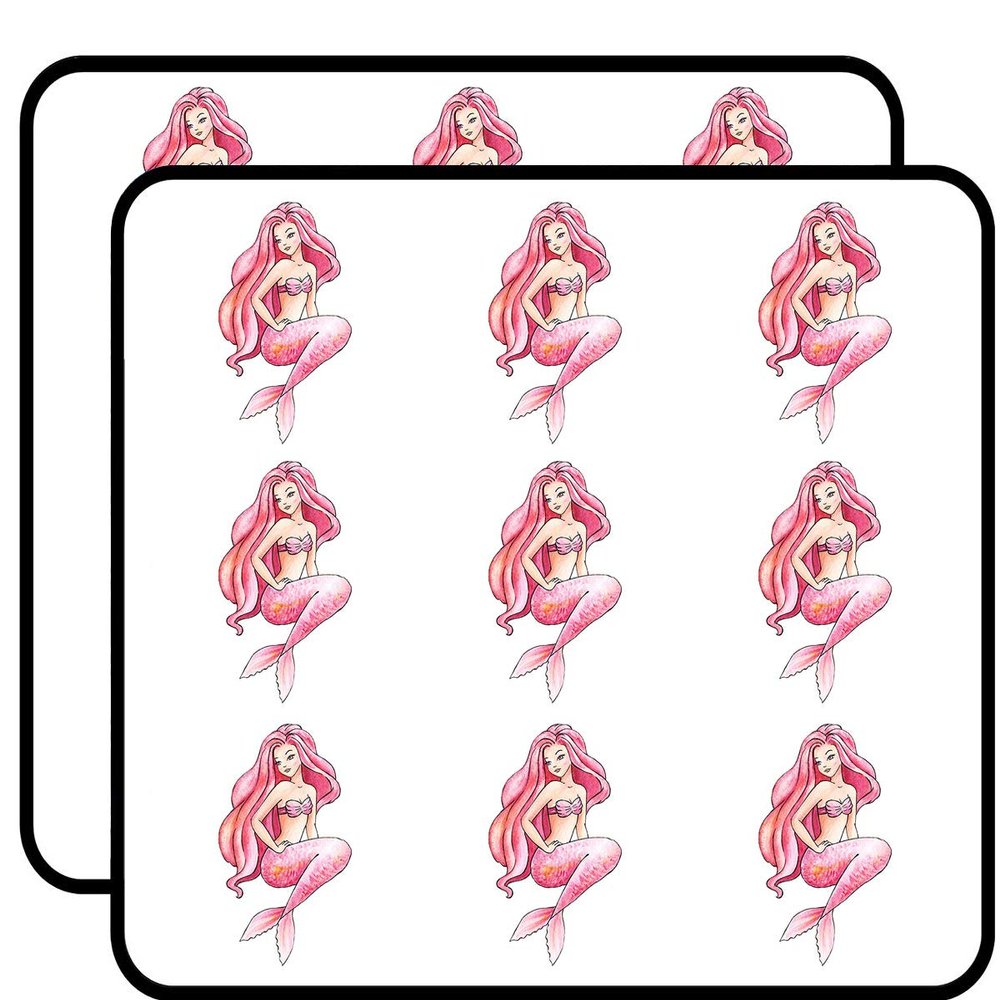 18 Pcs Pretty Sexy Pen Art Watercolor Mermaid Cartoon - Pink 2" Stickers Decals Laptop Notebook Phone Waterproof Vinyl Trendy