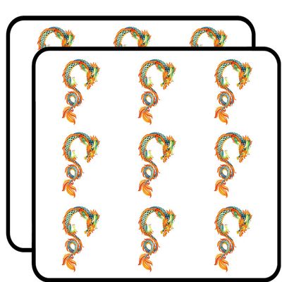 18 Pcs Chinese Asian Orange Blue Painted Dragon 2" Stickers Decals Laptop Notebook Phone Waterproof Vinyl Trendy