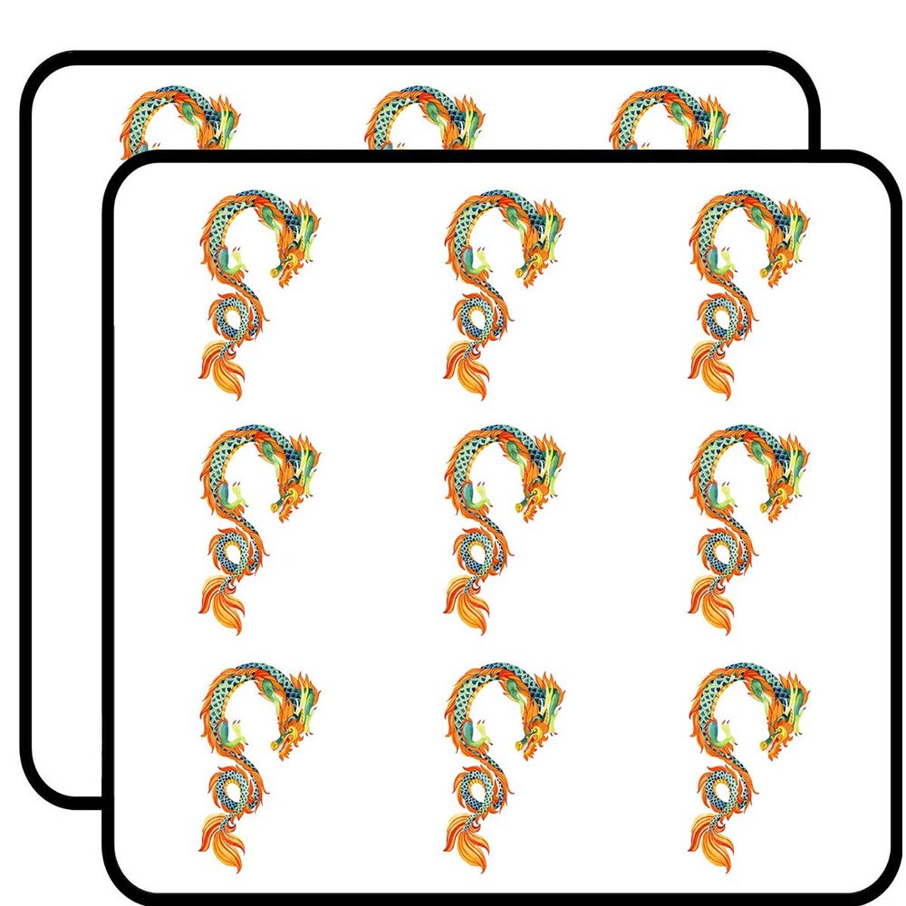 18 Pcs Chinese Asian Orange Blue Painted Dragon 2" Stickers Decals Laptop Notebook Phone Waterproof Vinyl Trendy