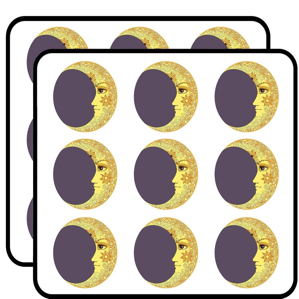 18 Pcs Detailed Floral Crescent Moon Yellow Grey Black Brown 2" Stickers Decals Laptop Notebook Phone Waterproof Vinyl Trendy