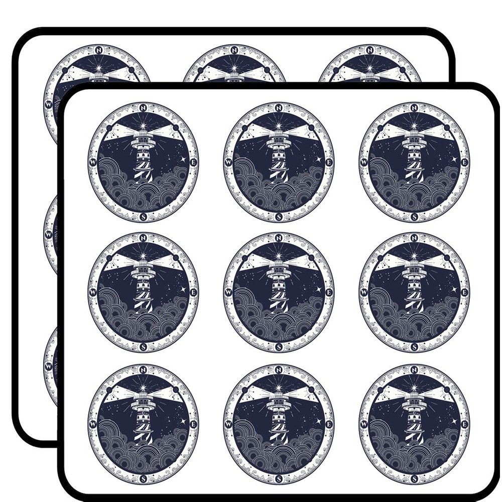 18 Pcs Cool Light House in Compass Border Cartoon Icon 2" Stickers Decals Laptop Notebook Phone Waterproof Vinyl Trendy