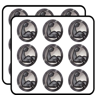 18 Pcs Bicep Flexing Muscle ON Shield ICON Grey Black White 2" Stickers Decals Laptop Notebook Phone Waterproof Vinyl Trendy