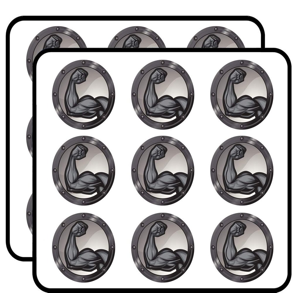 18 Pcs Bicep Flexing Muscle ON Shield ICON Grey Black White 2" Stickers Decals Laptop Notebook Phone Waterproof Vinyl Trendy